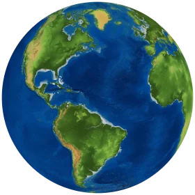 Detailed Earth Clipart Visualization Showing Continents and Oceans Landscape