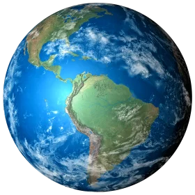 Detailed Realistic Earth Clipart Showcasing Continents and Oceanic Terrain