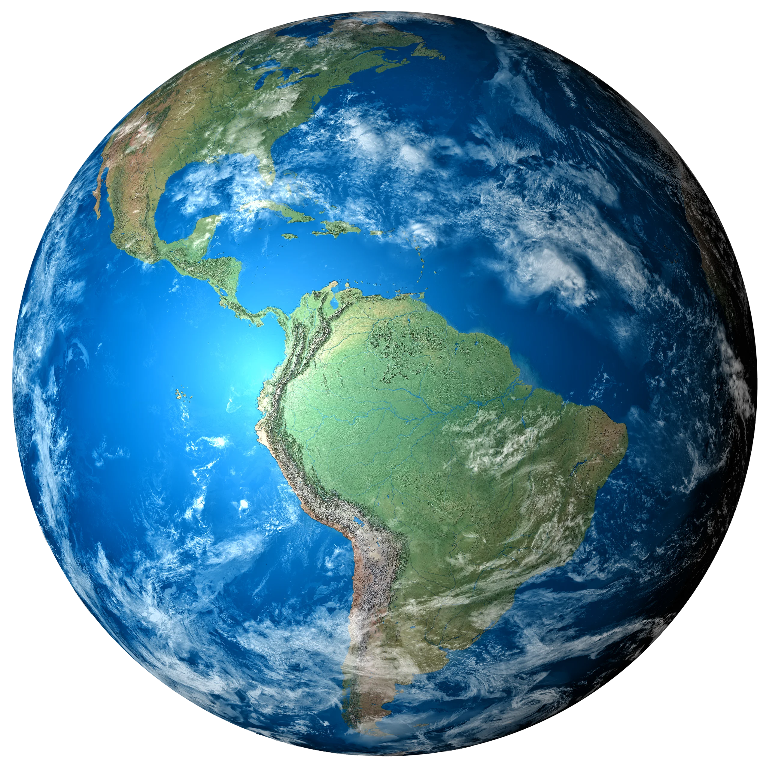 Detailed Realistic Earth Clipart Showcasing Continents and Oceanic Terrain