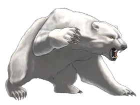 Fierce Monochromatic Polar Bear Clipart Illustration with Dramatic Stance