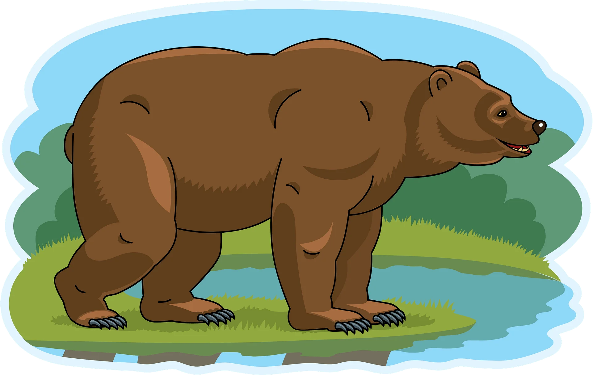 Majestic Brown Bear Standing in Serene Wilderness Clipart Illustration
