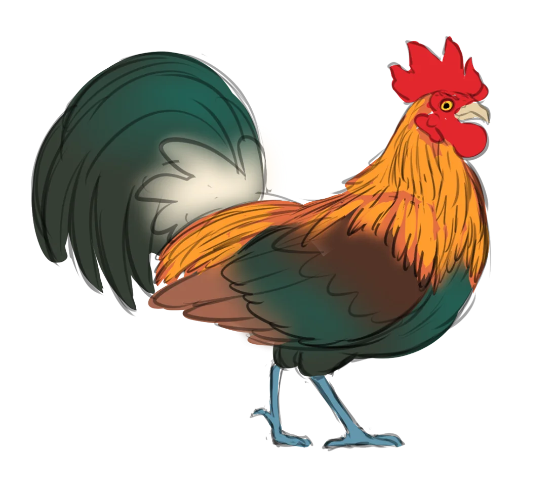 Majestic Rooster Clipart: A Colorful Illustration of Farm Poultry Elegance