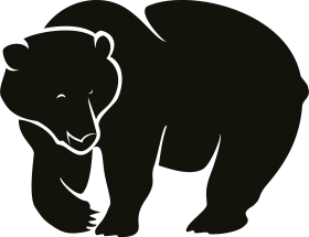 Minimalist Black Silhouette of a Stylized Bear Clipart Design