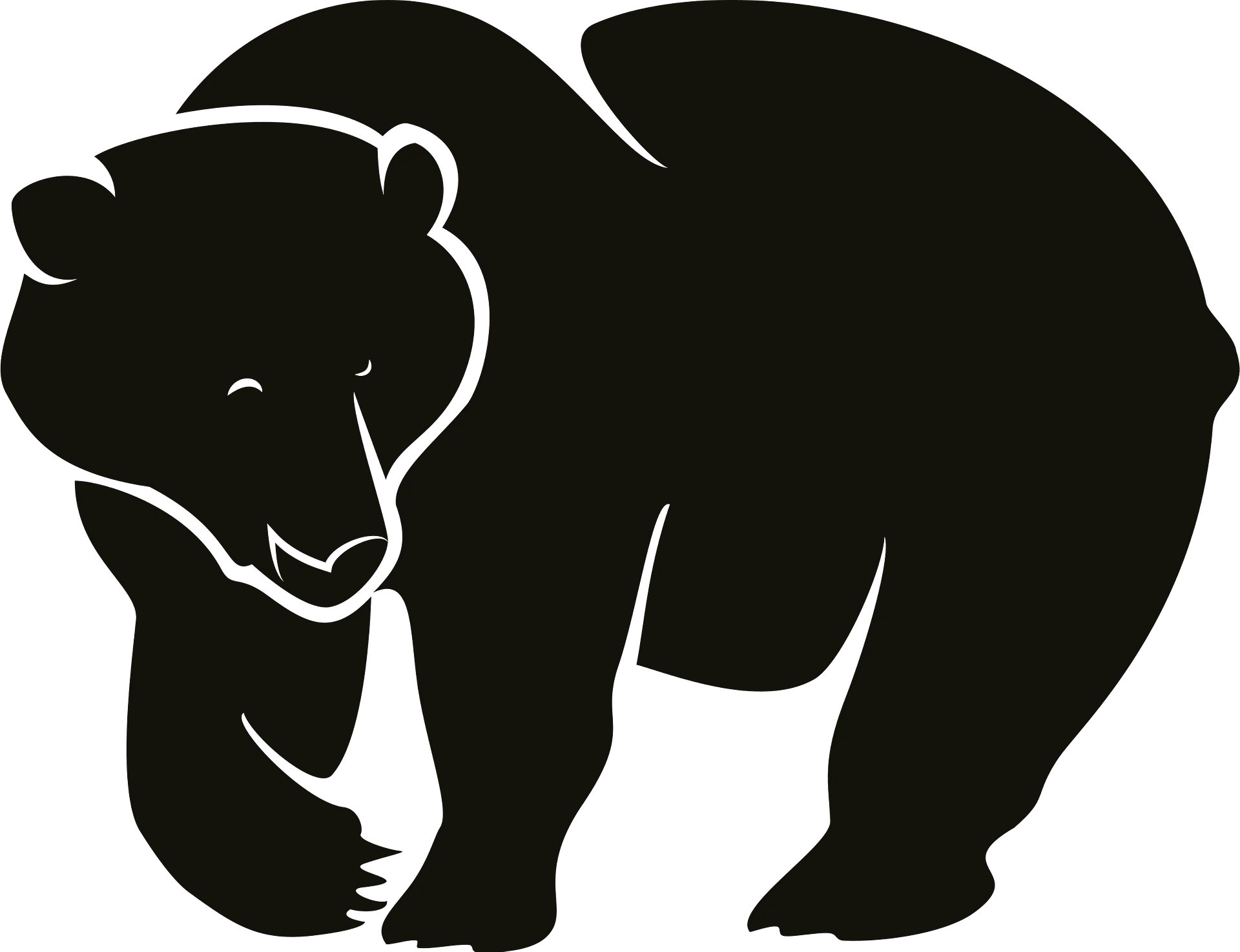 Minimalist Black Silhouette of a Stylized Bear Clipart Design