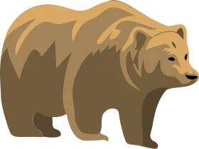 Minimalist Brown Grizzly Bear Vector Clipart Illustration Design