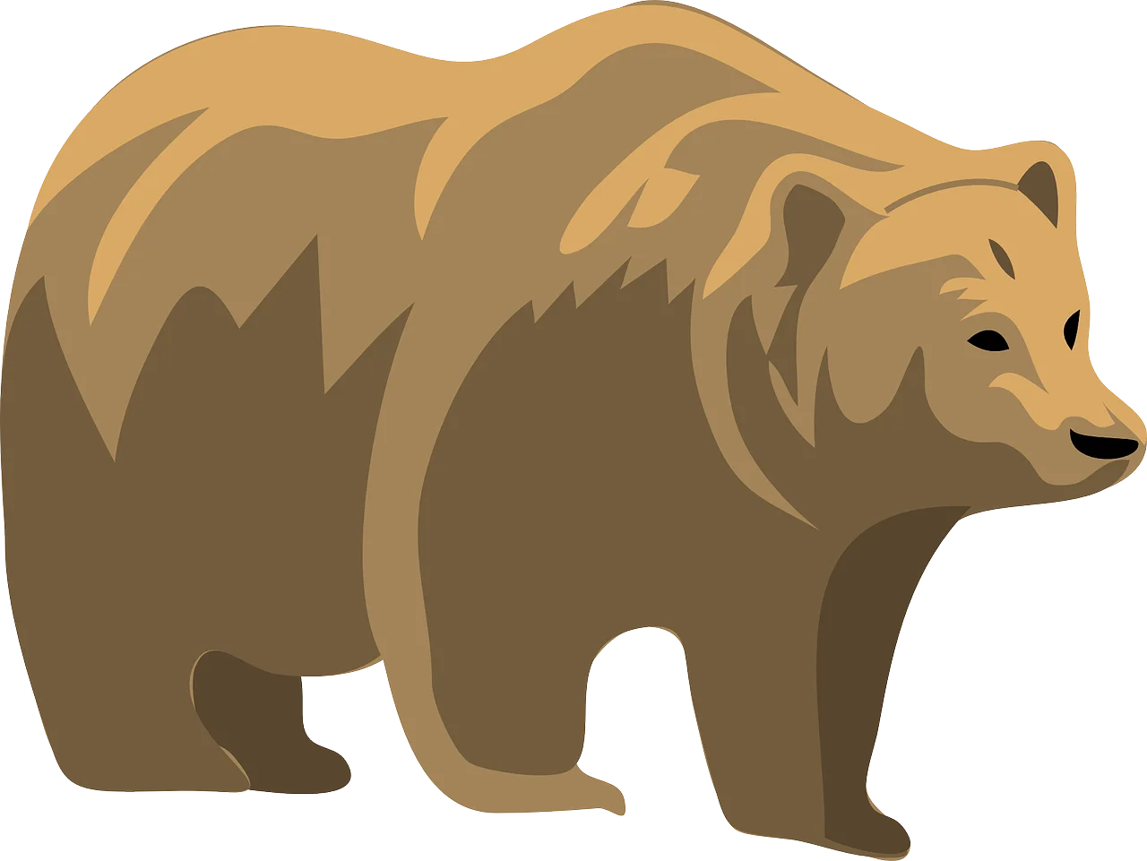 Minimalist Brown Grizzly Bear Vector Clipart Illustration Design
