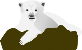 Minimalist Polar Bear Sitting on Rocky Terrain Graphic Clipart Design