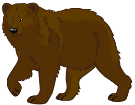 Rustic Brown Grizzly Bear Walking Pose Cartoon Clipart Illustration