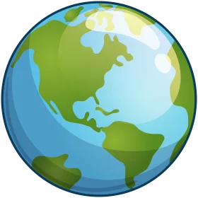 Simplified Cartoon Earth Clipart: A Cheerful Representation of Our Blue and Green Planet