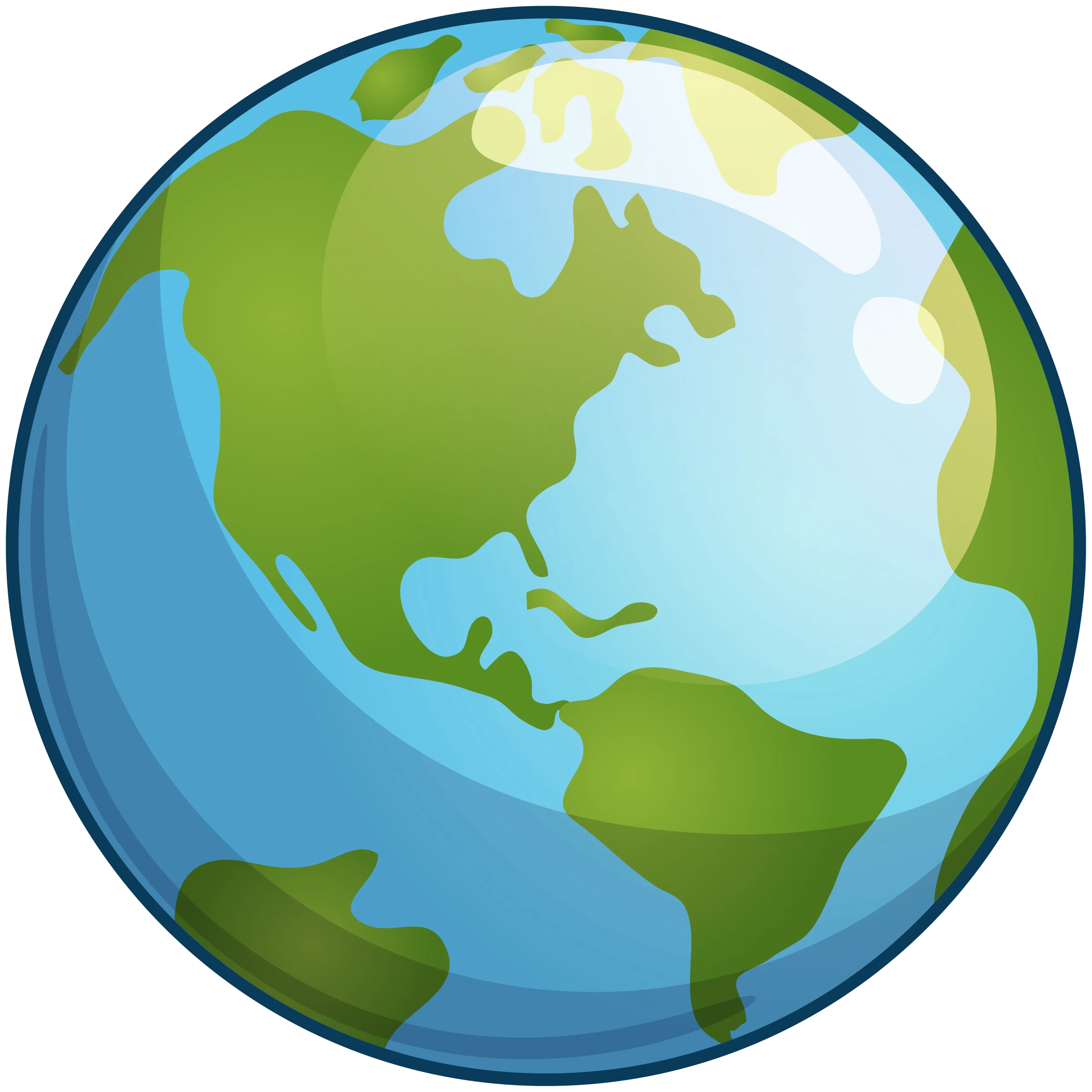 Simplified Cartoon Earth Clipart: A Cheerful Representation of Our Blue and Green Planet