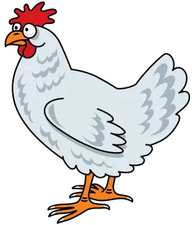 Whimsical Cartoon White Hen Clipart - Playful Farmyard Illustration Design