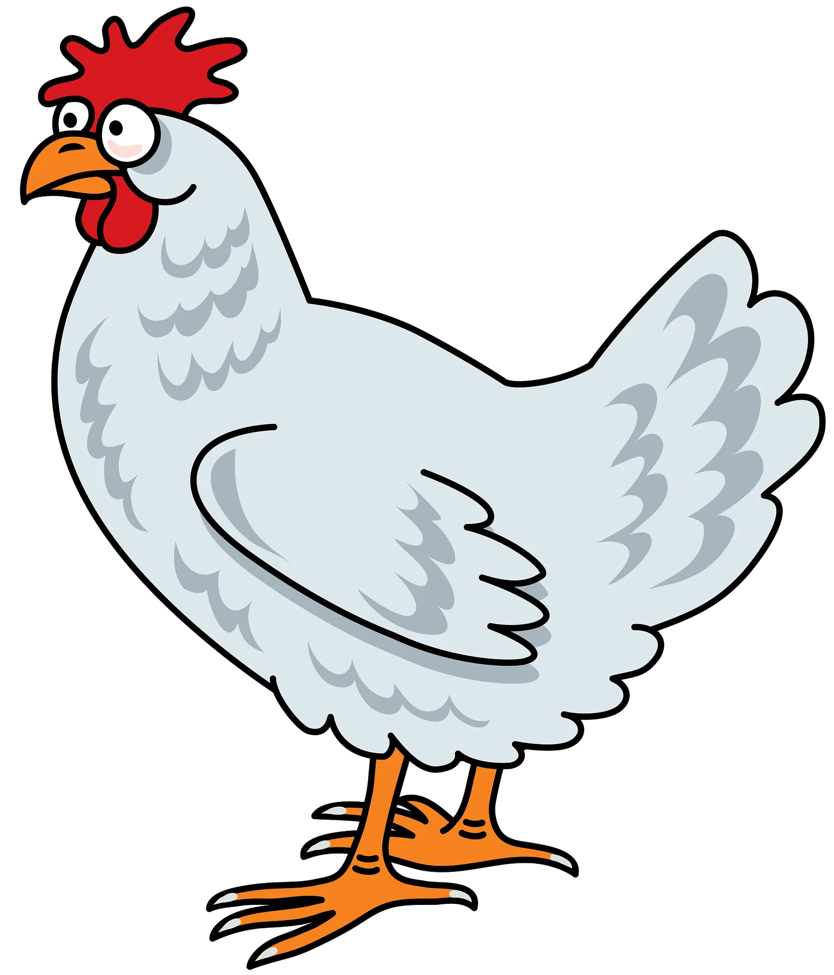Whimsical Cartoon White Hen Clipart - Playful Farmyard Illustration Design