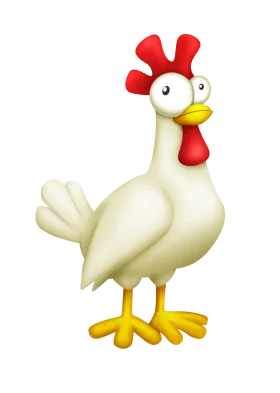 Whimsical White Cartoon Chicken Clipart with Comical Wide-Eyed Expression