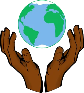 Compassionate Hands Embracing the Planet: A Symbolic Earth Clipart Illustration
