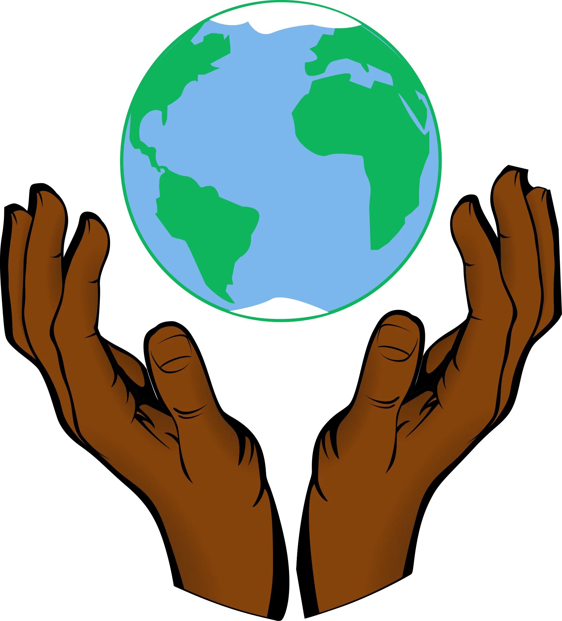 Compassionate Hands Embracing the Planet: A Symbolic Earth Clipart Illustration