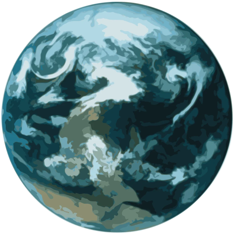 Elegant Blue-Toned Earth Clipart Illustration Showcasing Planetary Swirling Textures