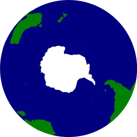 Minimalist Antarctic-Centered Clipart Representation of Planet Earth in Tranquil Tones