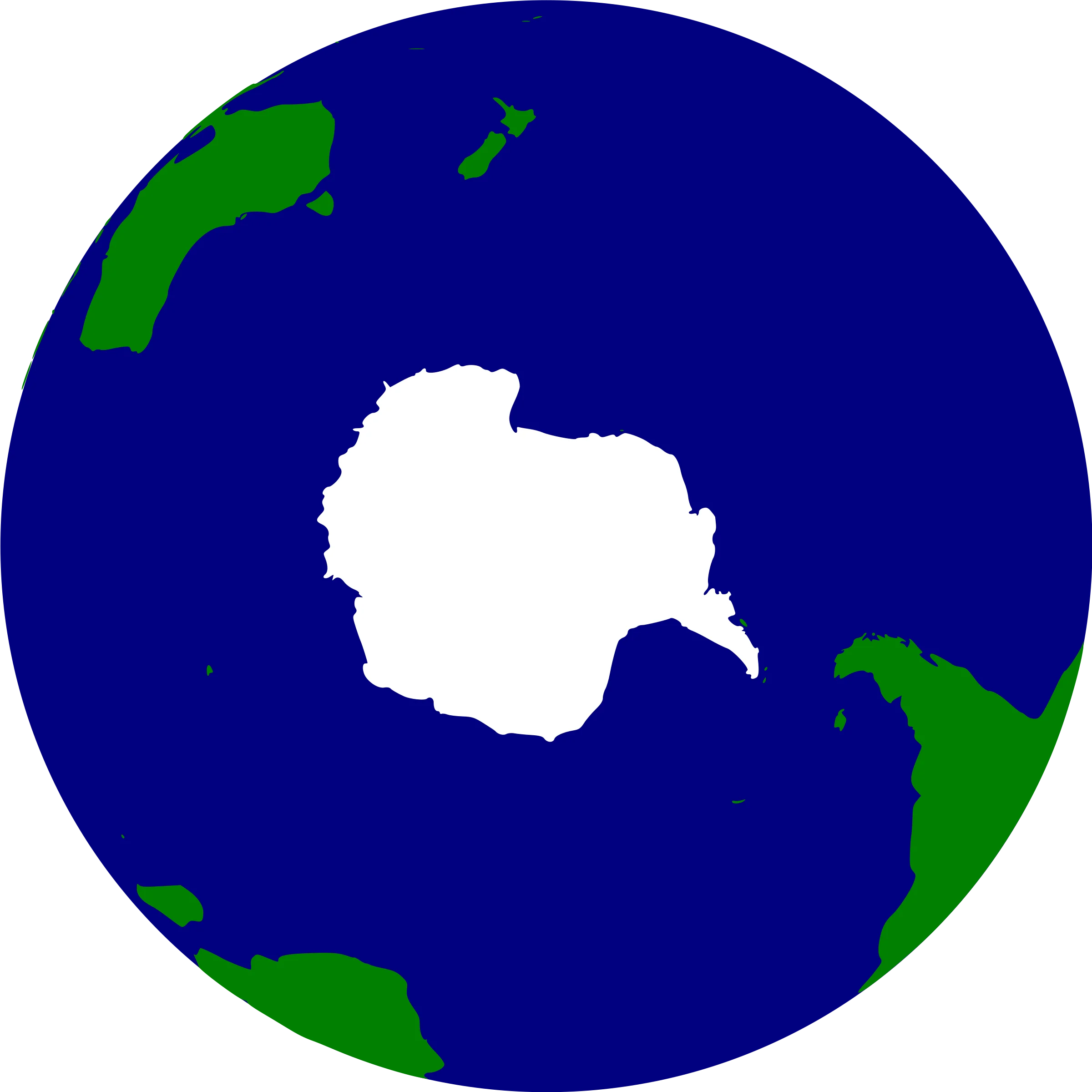 Minimalist Antarctic-Centered Clipart Representation of Planet Earth in Tranquil Tones