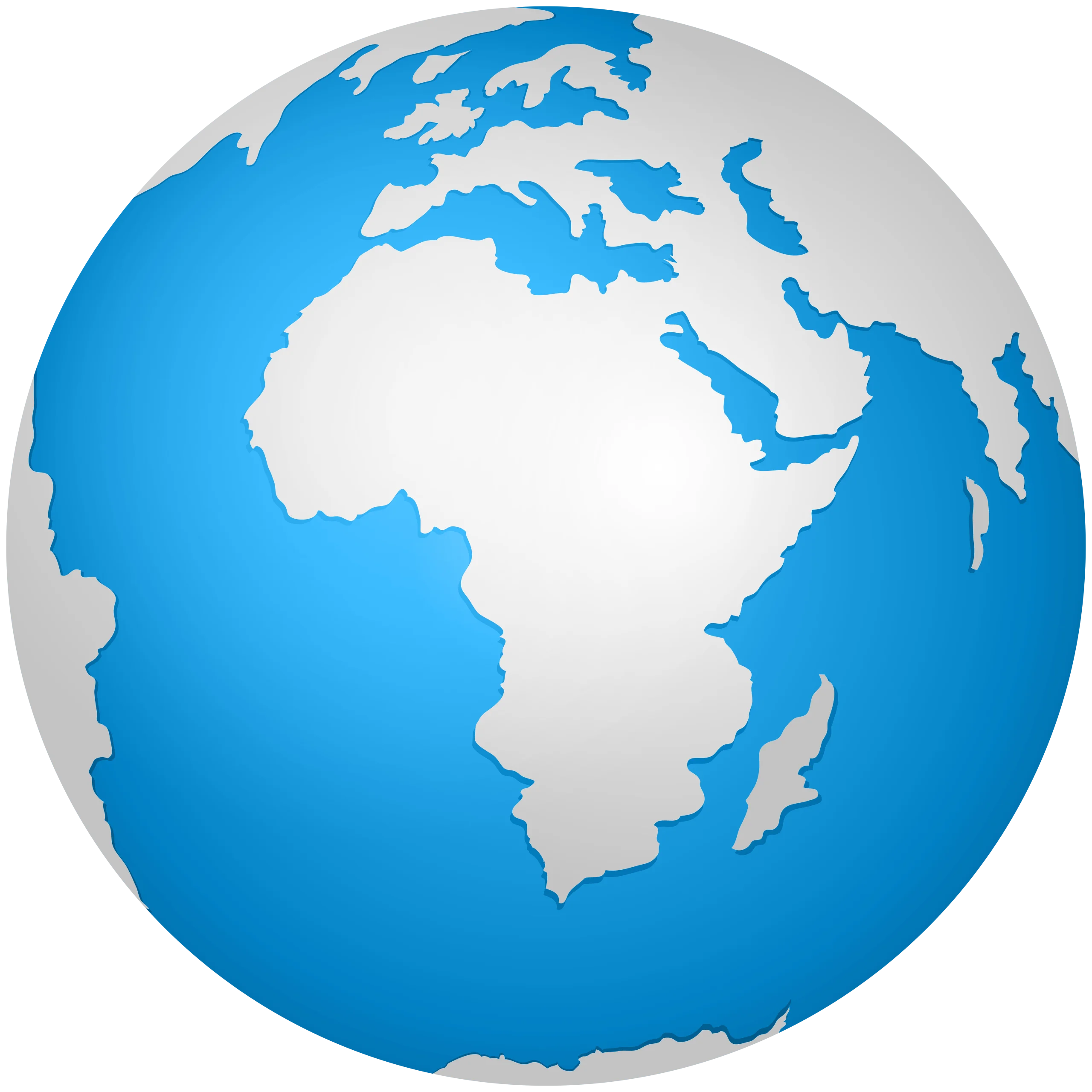 Minimalist Blue and White Earth Clipart Globe Illustration Design
