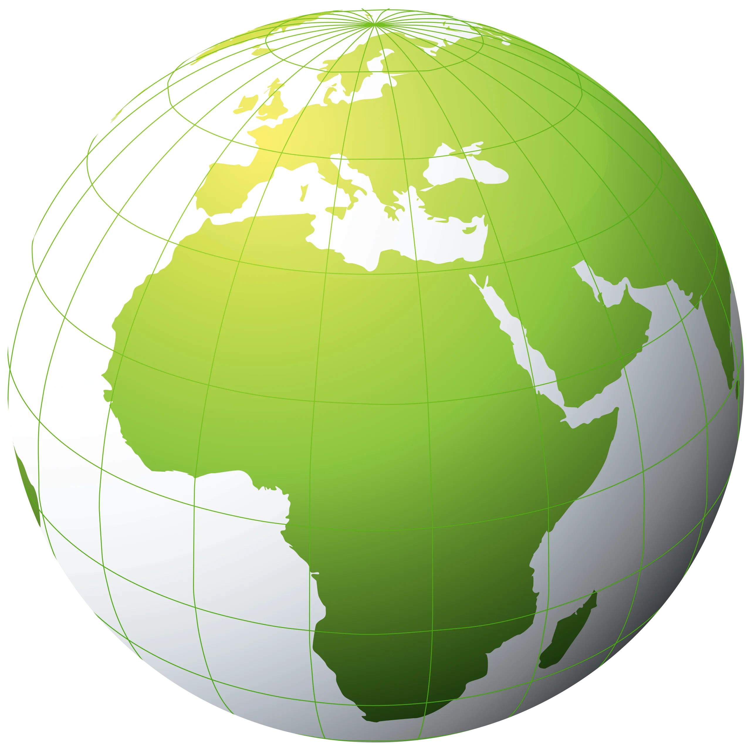 Minimalist Green Earth Clipart Showcasing Global Continents and Geographical Boundaries