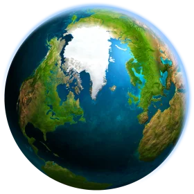 Photorealistic 3D Earth Clipart Showcasing Detailed Geographical Terrain and Oceans
