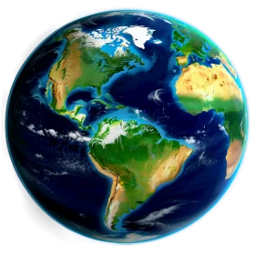 Realistic Digital Earth Clipart Showcasing Continents and Oceans in Stunning Detail
