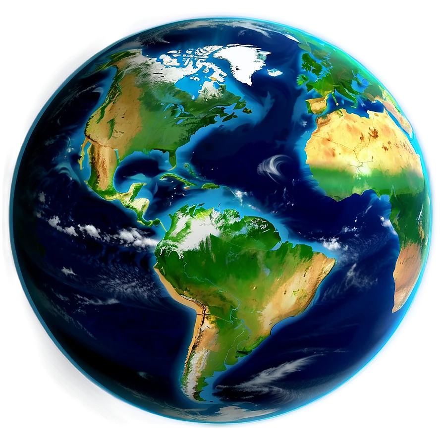Realistic Digital Earth Clipart Showcasing Continents and Oceans in Stunning Detail