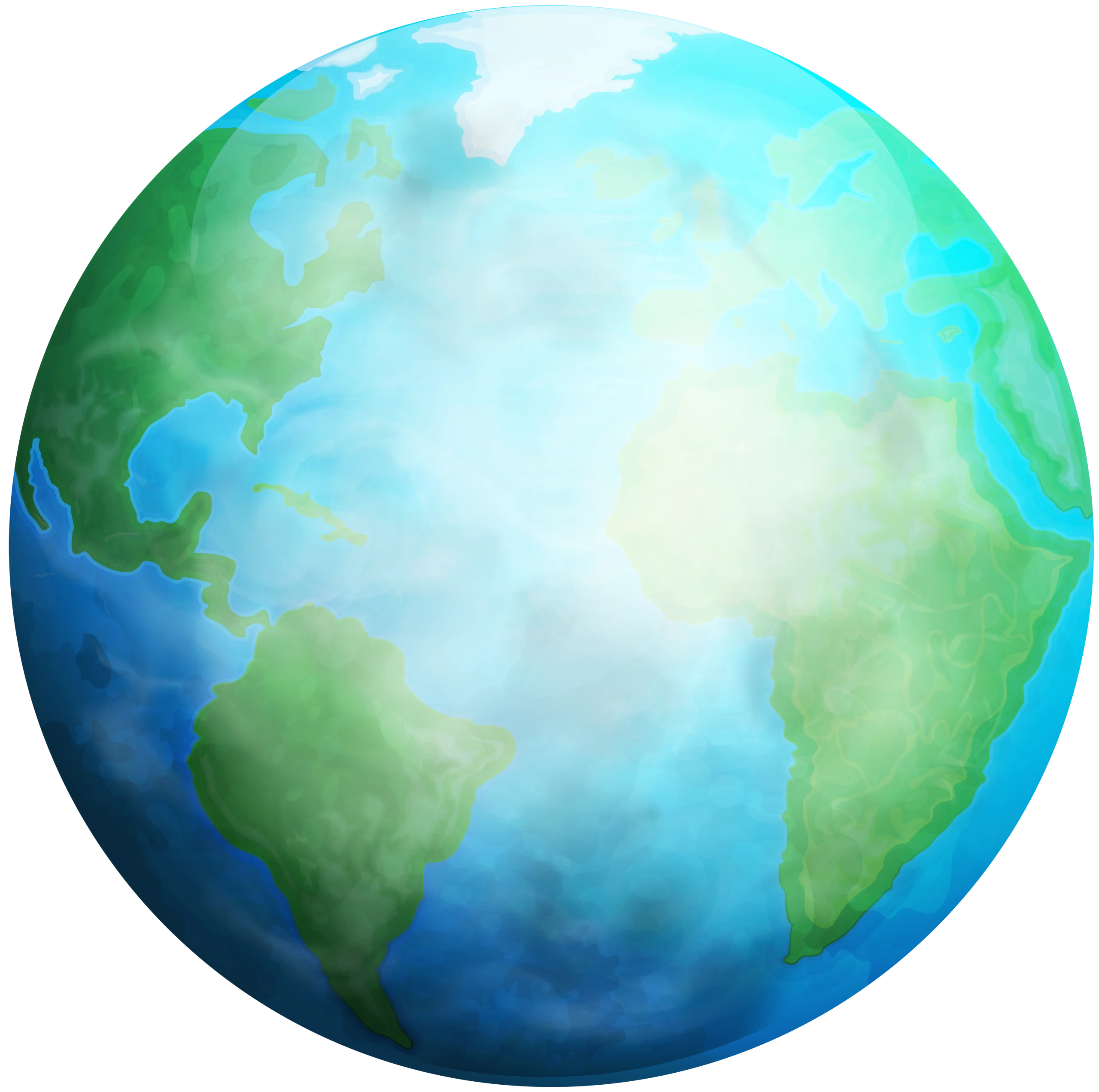 Serene Earth Clipart: Soft Pastel Global Illustration with Gentle Continents