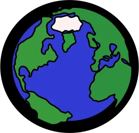 Simplified Earth Clipart Illustration: Global Perspective with Continents and Oceans