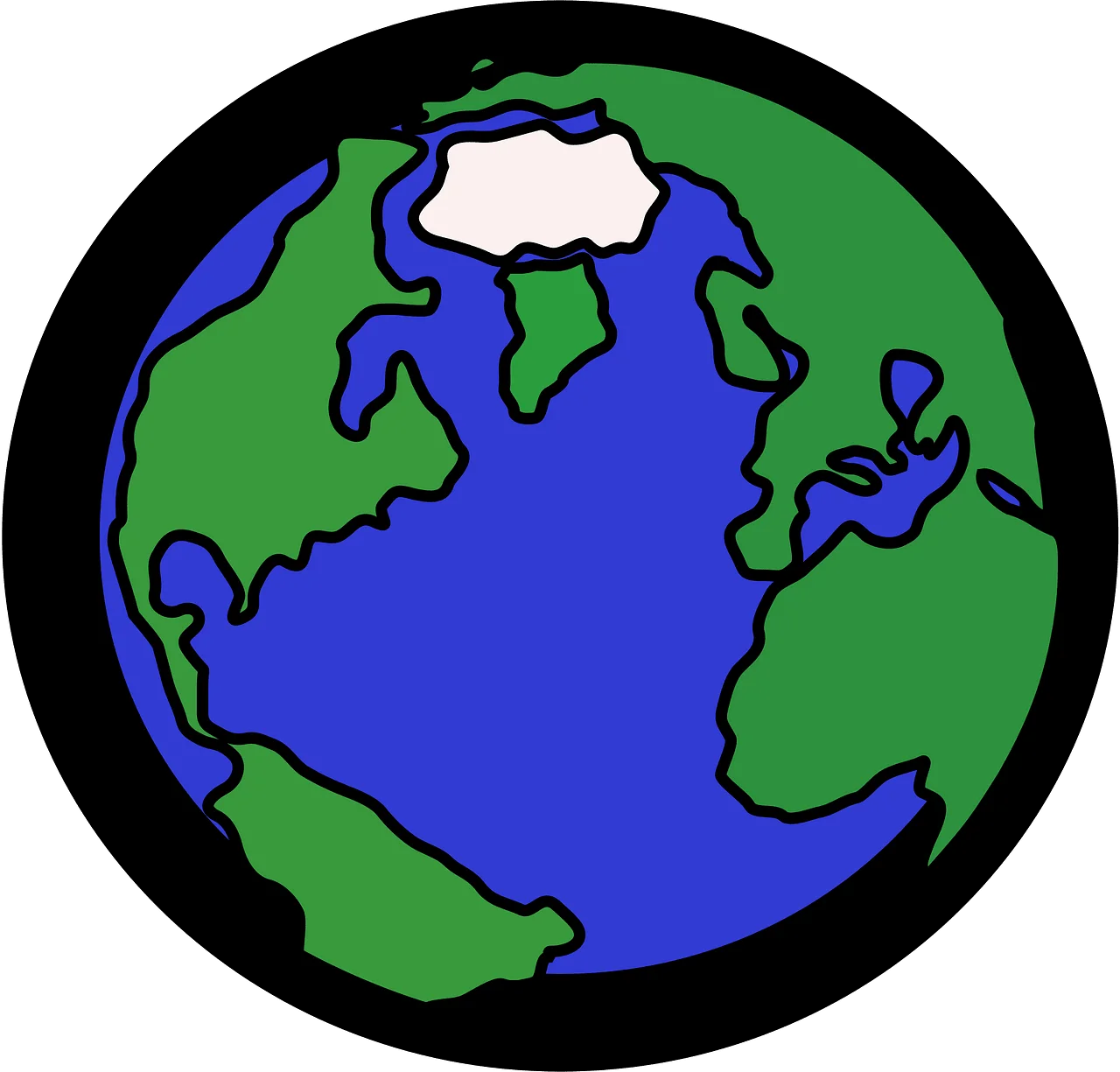 Simplified Earth Clipart Illustration: Global Perspective with Continents and Oceans