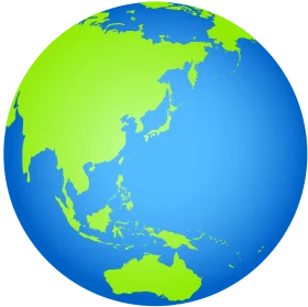 Simplified Earth Clipart Showcasing Continents in Bright Green and Azure Blue