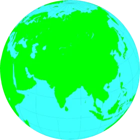 Simplified Global Perspective: Earth Clipart with Green Continents and Blue Oceans