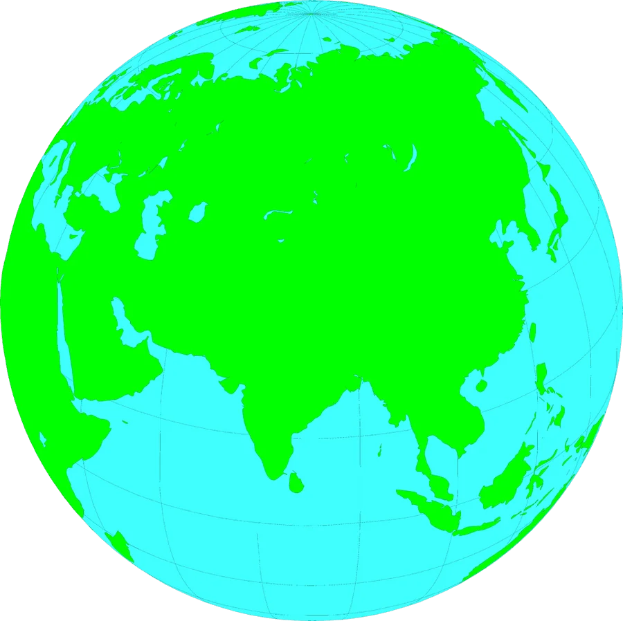 Simplified Global Perspective: Earth Clipart with Green Continents and Blue Oceans