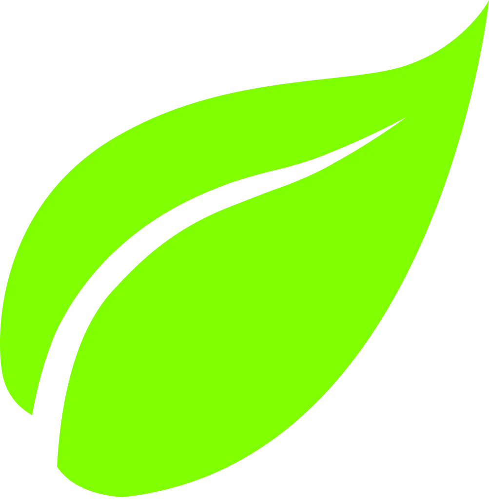 Fresh Green Eco-Friendly Leaf Clipart Design with Smooth Curves and Natural Silhouette