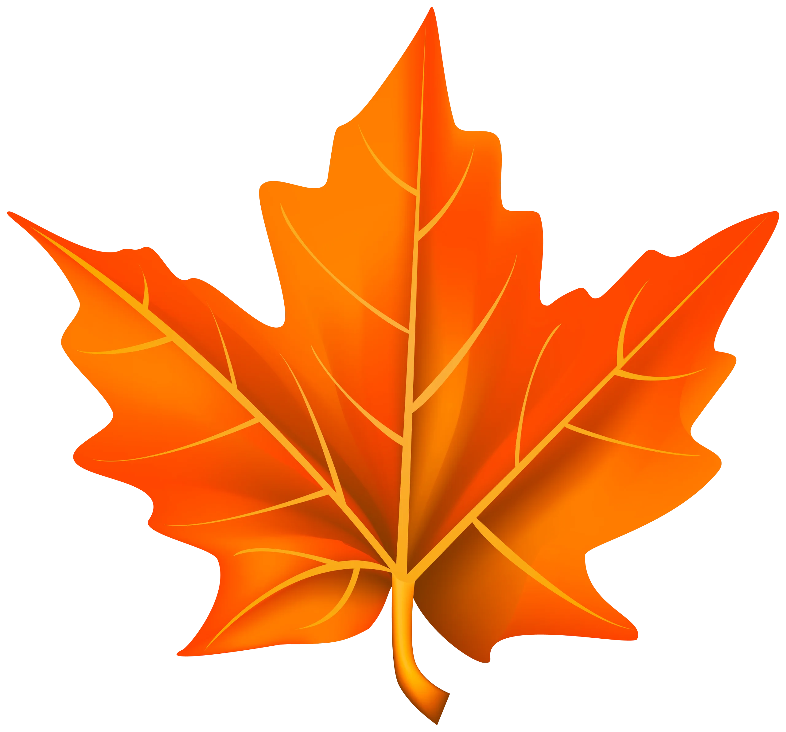 Autumn Maple Leaf Clipart: A Radiant Orange Emblem of Seasonal Transformation