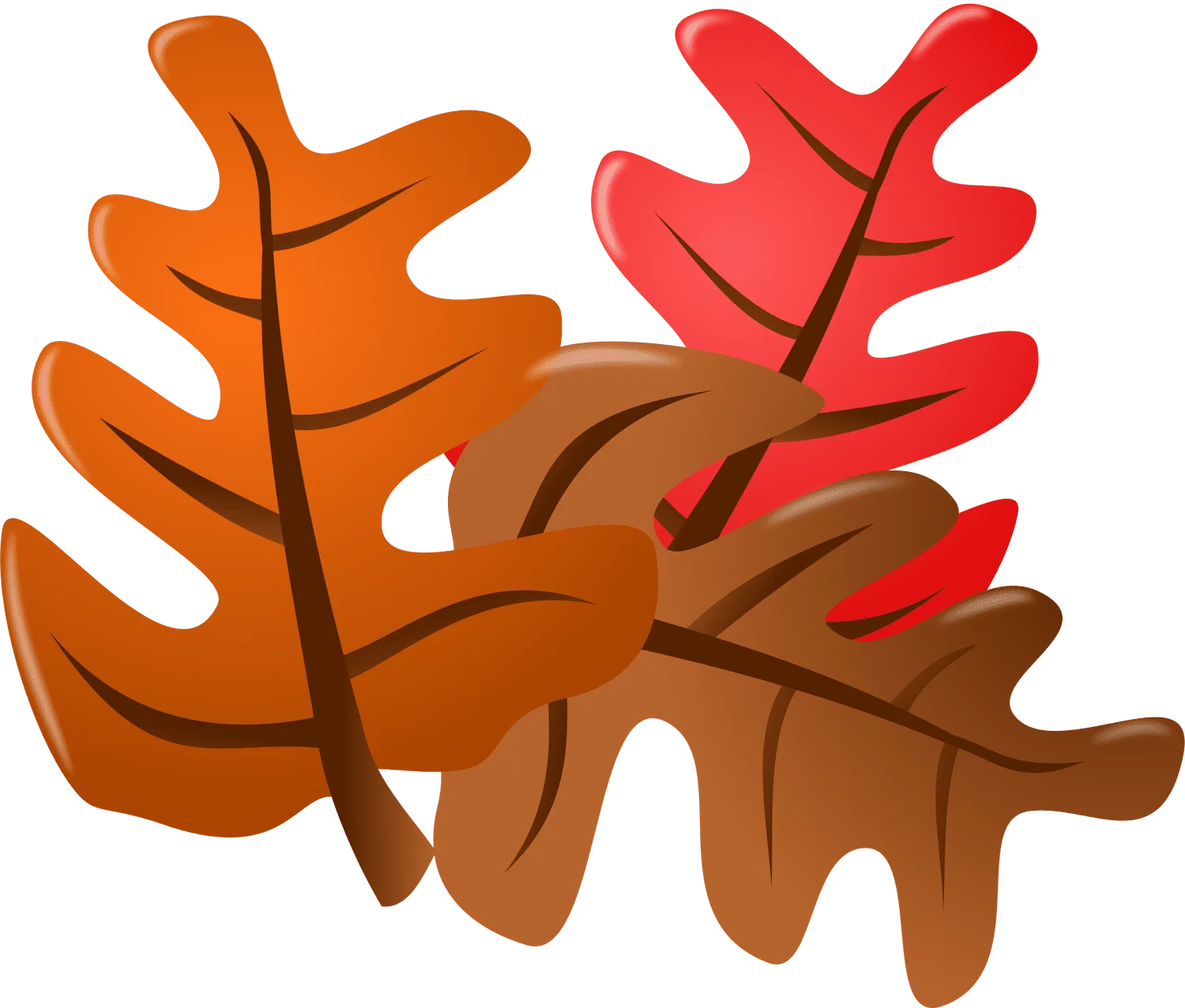 Autumn Oak Leaves Clipart: A Warm Seasonal Illustration of Falling Foliage