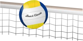 Beach Volleyball Classic Clipart - Sporty Illustrated Volleyball on Net Design