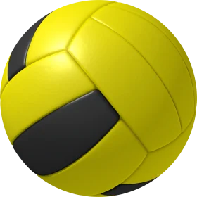 Bright Yellow and Black Volleyball Clipart Design with Textured Surface