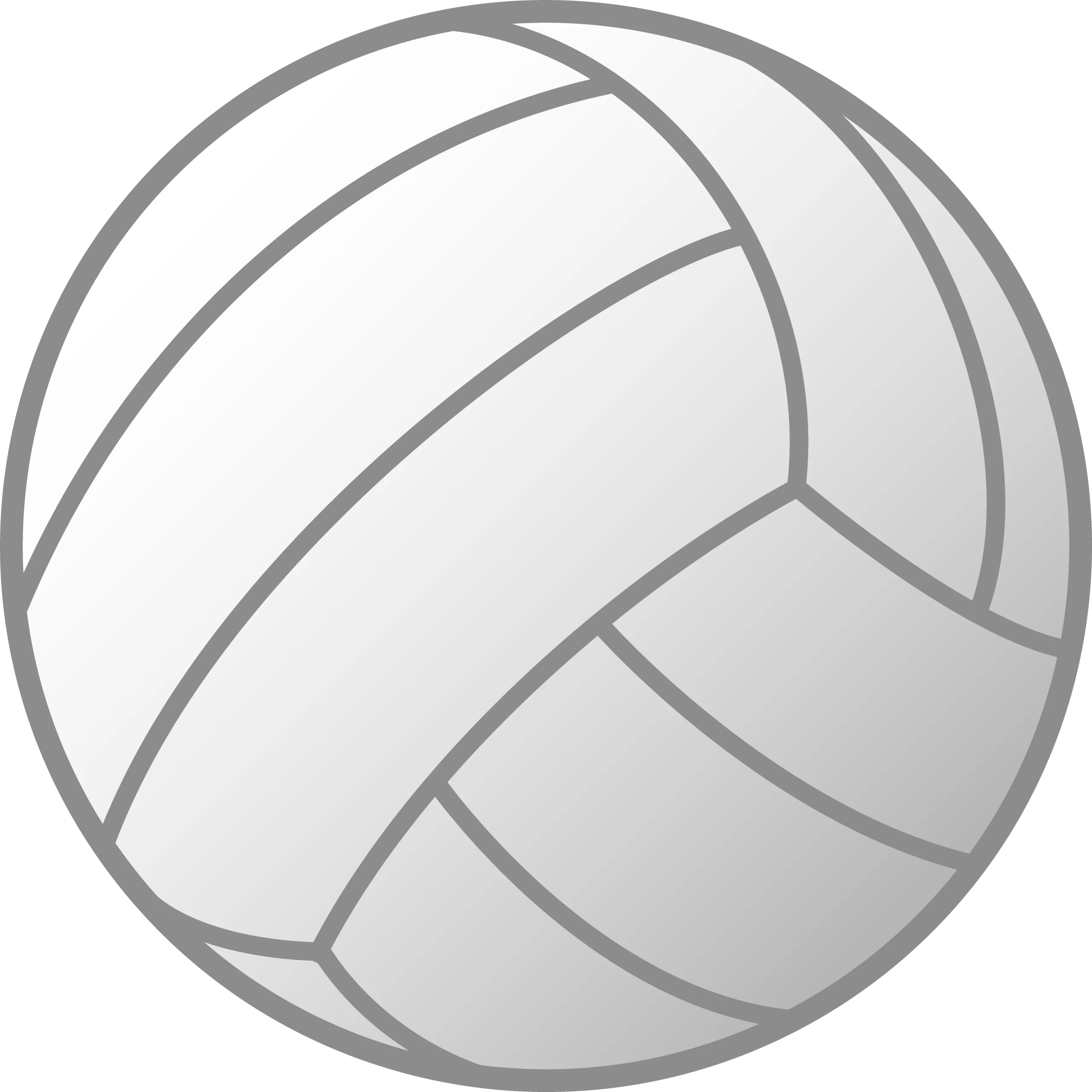 Classic Grayscale Volleyball Clipart - Minimalist Sports Graphic Design Element