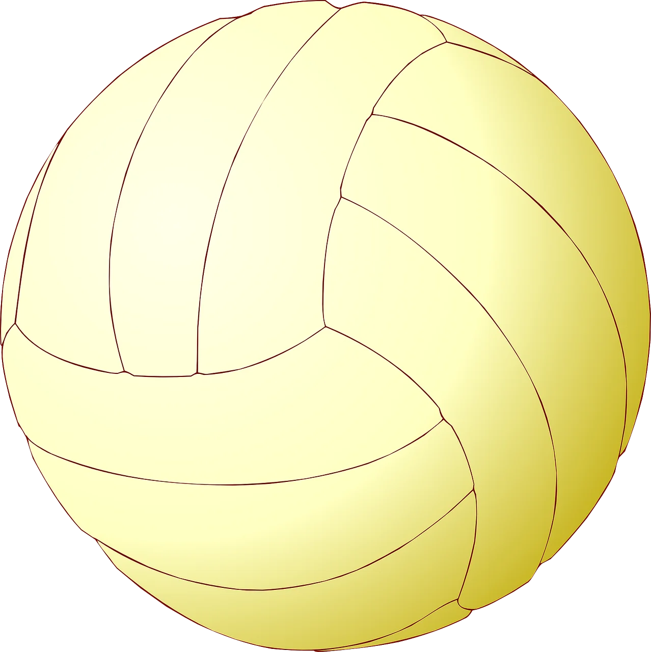 Classic Pale Yellow Smooth Volleyball Clipart Illustration with Curved Panels