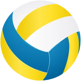 Dynamic Blue, Yellow, and White Volleyball Clipart Graphic Design