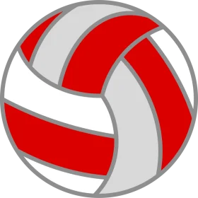 Dynamic Red and White Volleyball Clipart Design with Curved Panel Lines