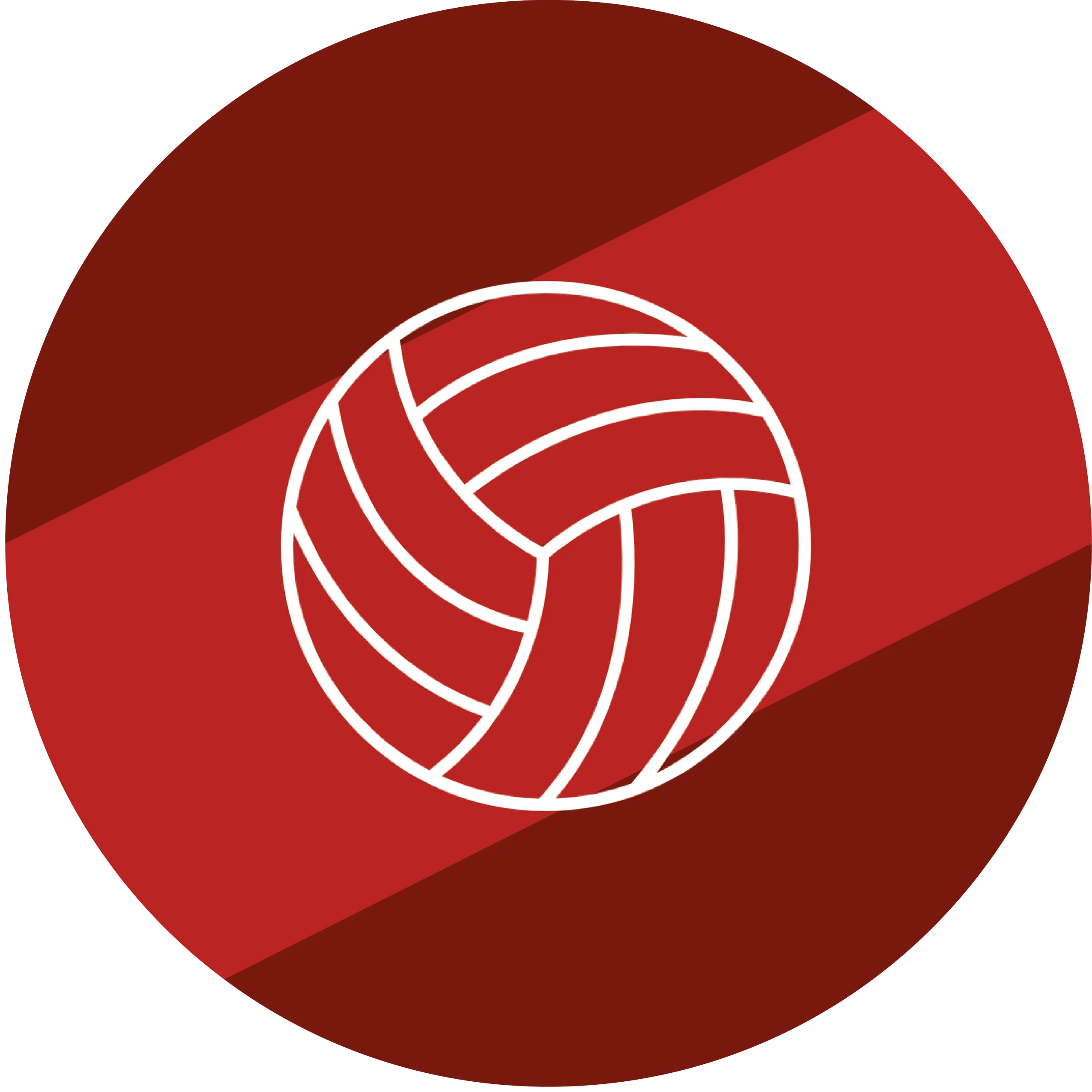 Dynamic Red Volleyball Clipart Icon with Geometric Background Design