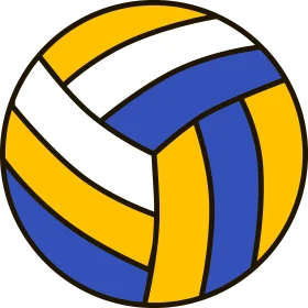 Dynamic Volleyball Clipart Design with Blue, Yellow, and White Colors