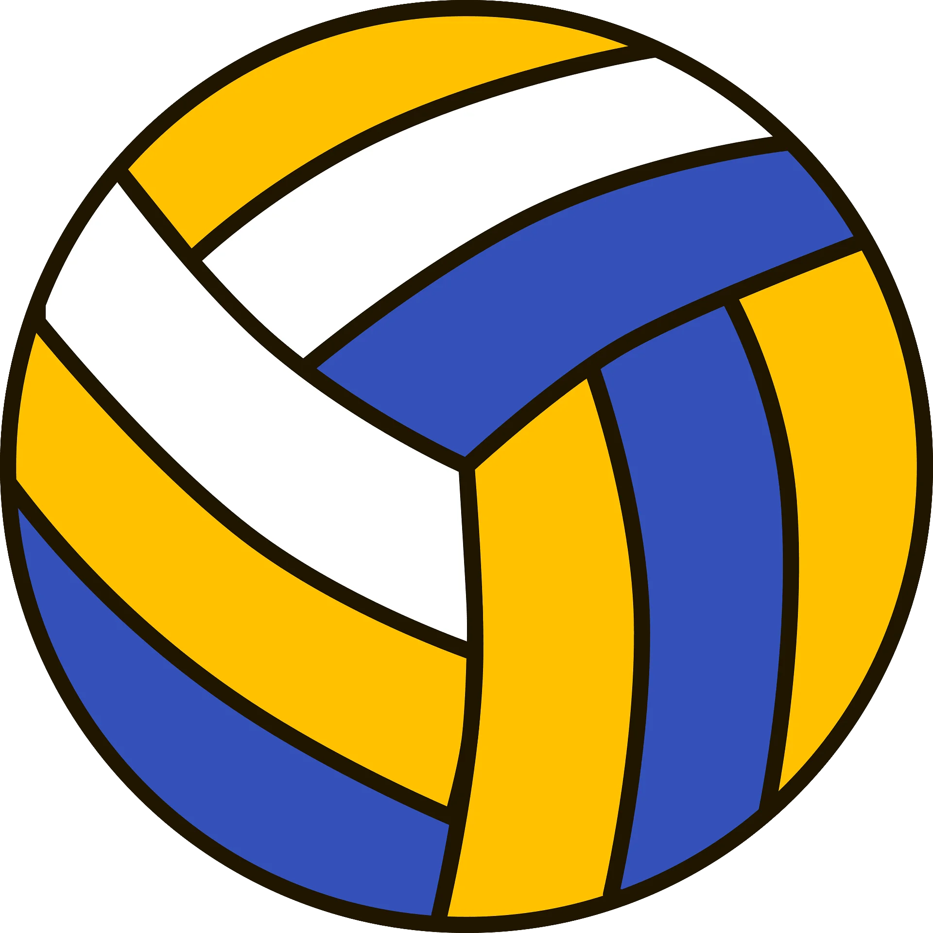 Dynamic Volleyball Clipart Design with Blue, Yellow, and White Colors