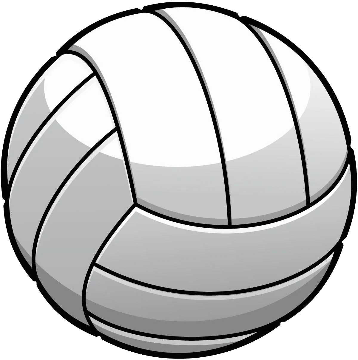 Grayscale Volleyball Clipart with Clean Lines and Subtle Shading Design