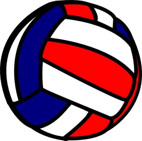 Patriotic Volleyball Clipart Design with Red, White, and Blue Colors