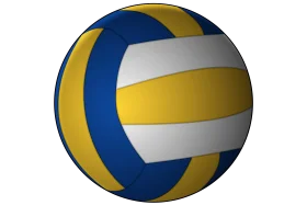 Realistic Blue, Yellow, and White Volleyball Clipart Design with Smooth Curvature