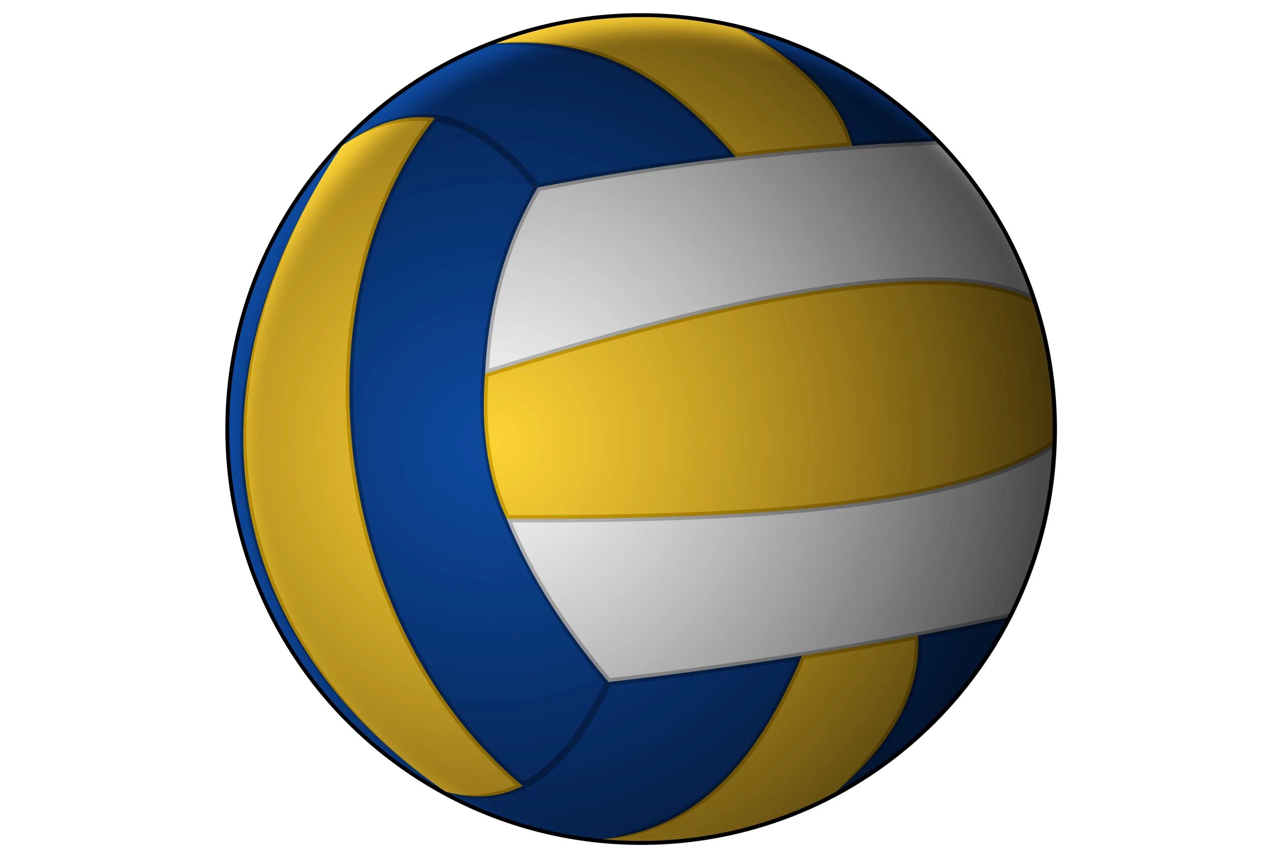 Realistic Blue, Yellow, and White Volleyball Clipart Design with Smooth Curvature