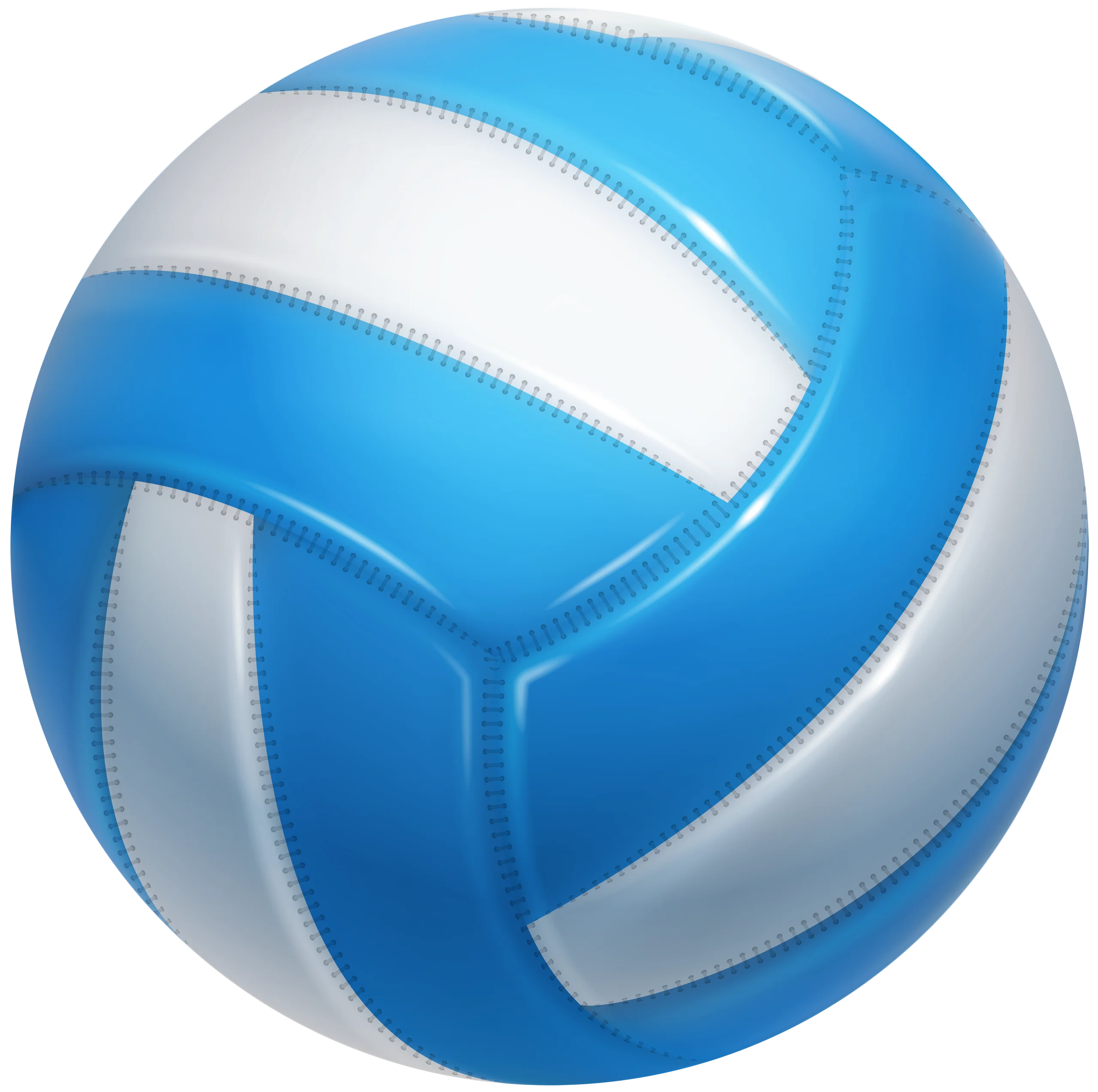Sleek Blue and White Volleyball Clipart Design with Dynamic Curves